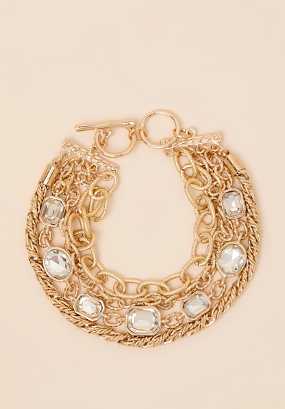 Shimmer Gold Rhinestone Layered Bracelet