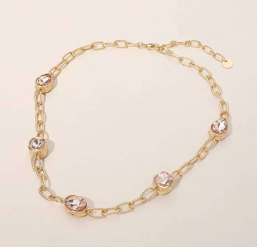 Goldie Faceted Stone Collar Necklace - Morganite