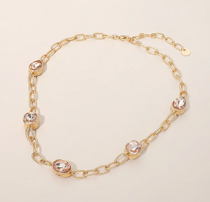 Goldie Faceted Stone Collar Necklace - Morganite