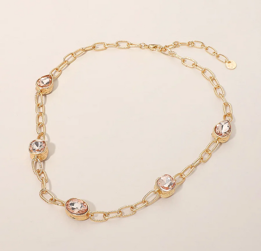 Goldie Faceted Stone Collar Necklace - Morganite