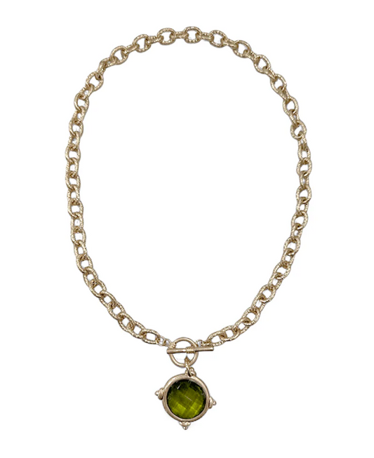 Honeybee Round Stone Toggle Necklace - Green - Delta Swanky Girl