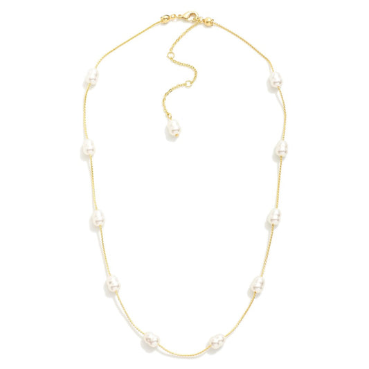 Classic Pearl And Chain Necklace - Delta Swanky Girl