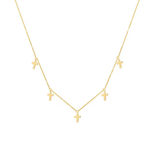Walk By Faith Cross Charm Necklace - Gold