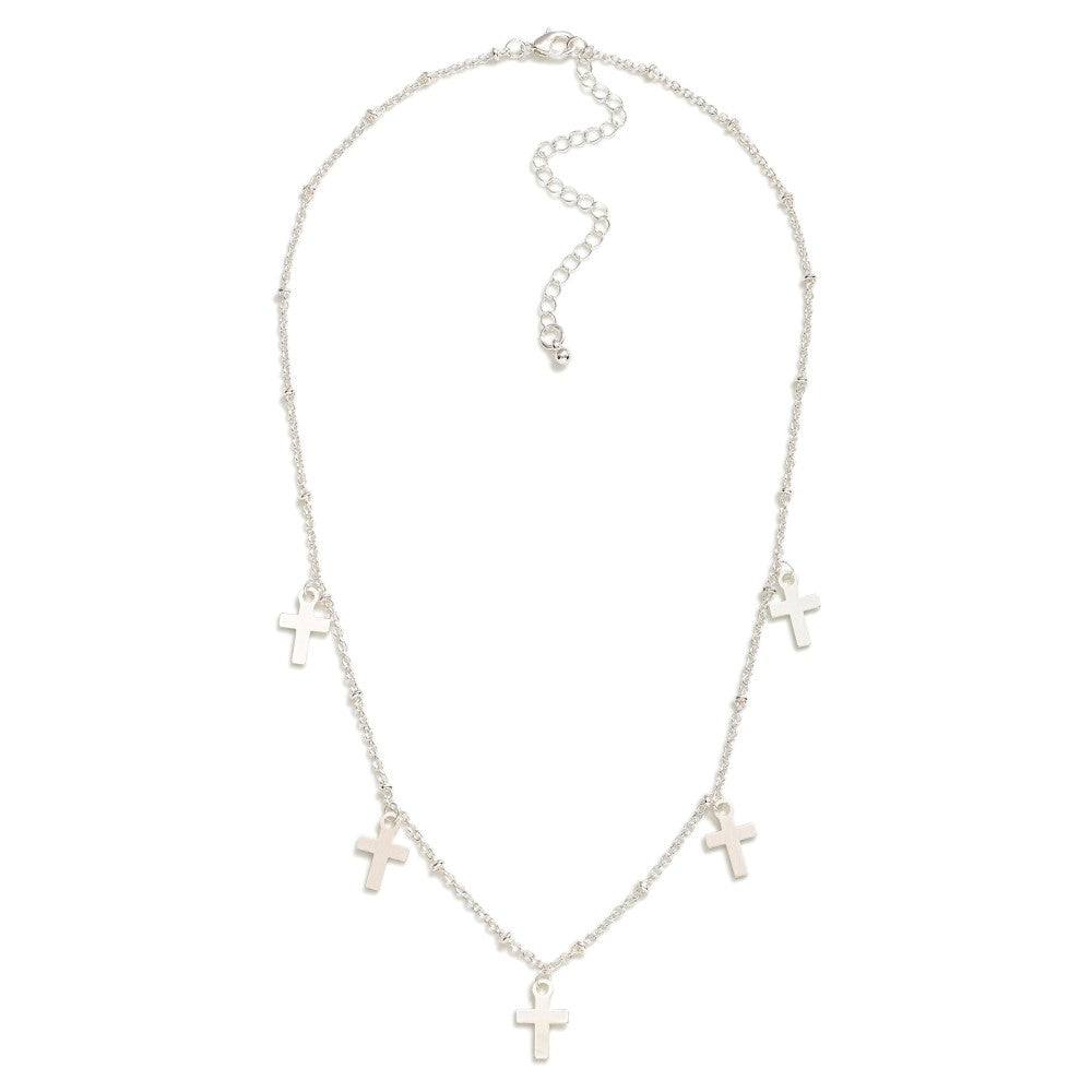 Walk By Faith Cross Charm Necklace - Silver
