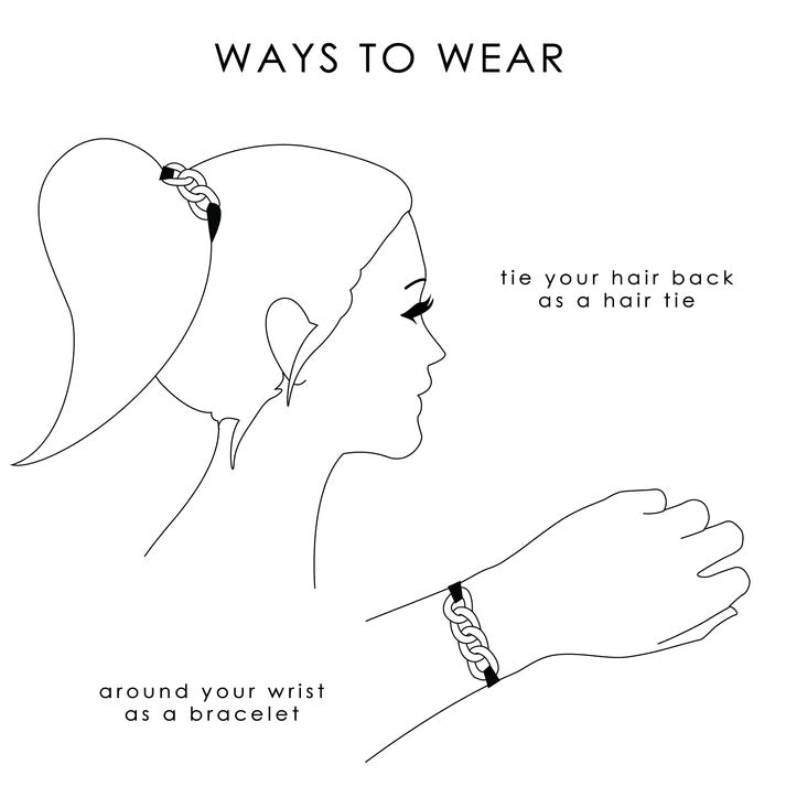 Bling Hair Tie Bracelet (Gold - Round Square Links)