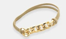 Bling Hair Tie Bracelet (Gold - Flat Curb Chain)