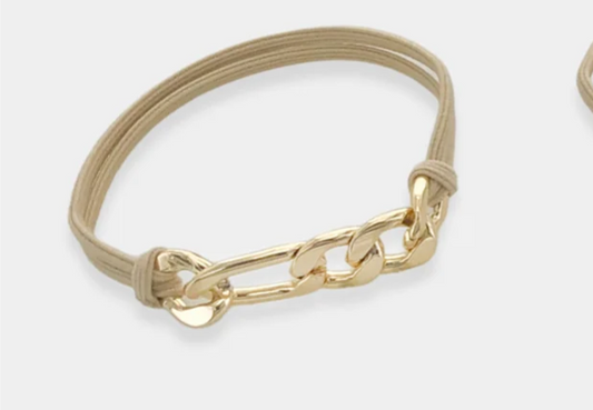 Bling Hair Tie Bracelet (Gold - Flat Chain)