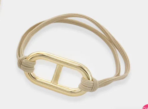 Bling Hair Tie Bracelet (Gold - Large Paperclip Chain)
