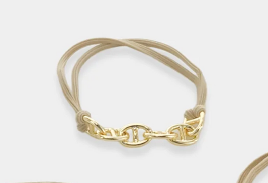 Bling Hair Tie Bracelet (Gold - Link Puff Chain)