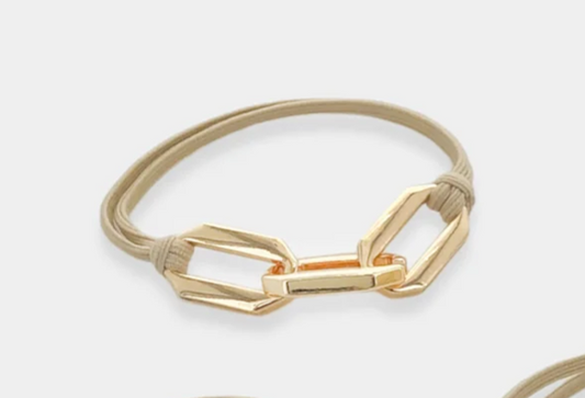 Bling Hair Tie Bracelet (Gold - Octagon Chain)