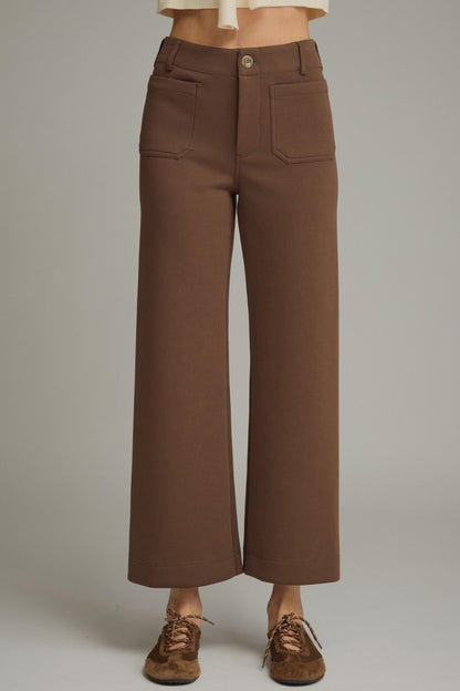 The Brown Avenue Pants | Wide Leg Patch Pocket Pants