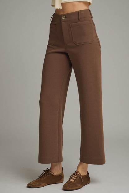 The Brown Avenue Pants | Wide Leg Patch Pocket Pants