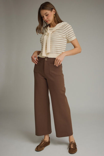 The Brown Avenue Pants | Wide Leg Patch Pocket Pants