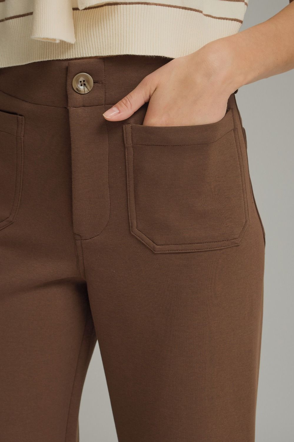 The Brown Avenue Pants | Wide Leg Patch Pocket Pants