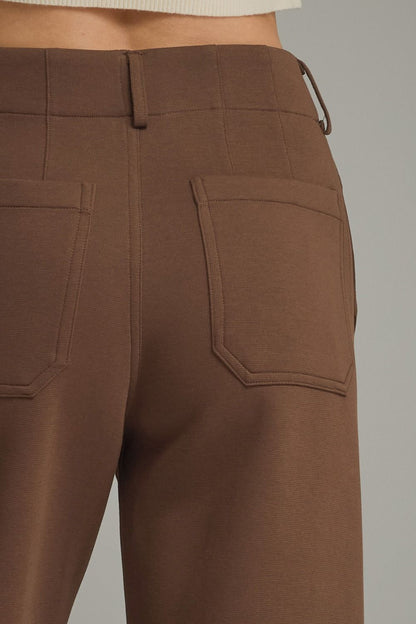 The Brown Avenue Pants | Wide Leg Patch Pocket Pants