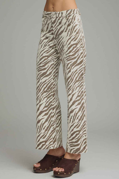 Wild Intentions Zebra Print Pant - Cream/Brown