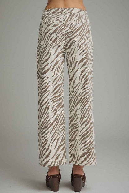 Wild Intentions Zebra Print Pant - Cream/Brown