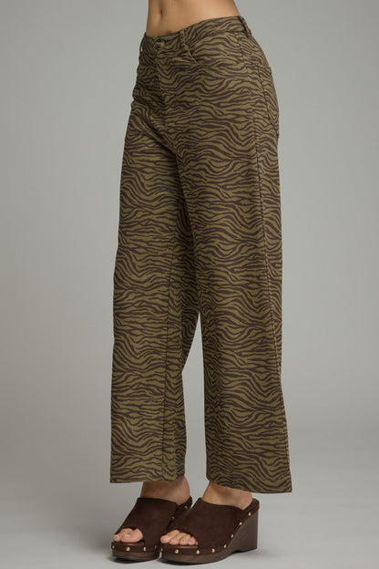 The Olive Instinct Pants | Zebra Print Faux Suede Wide Leg Pants