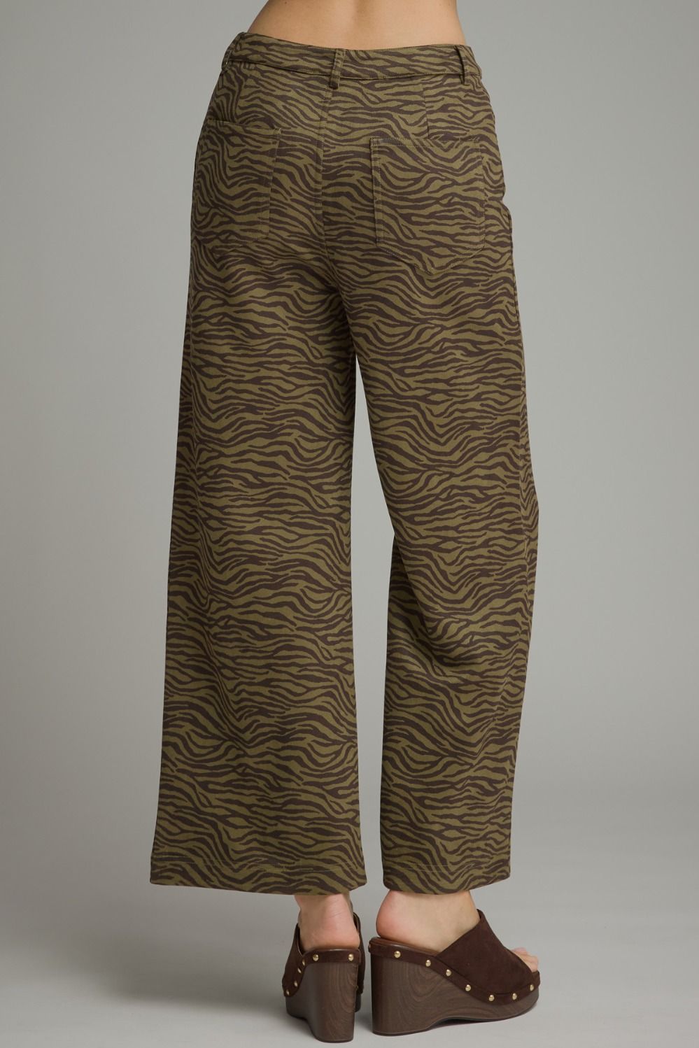 The Olive Instinct Pants | Zebra Print Faux Suede Wide Leg Pants