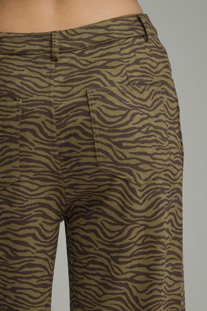 The Olive Instinct Pants | Zebra Print Faux Suede Wide Leg Pants