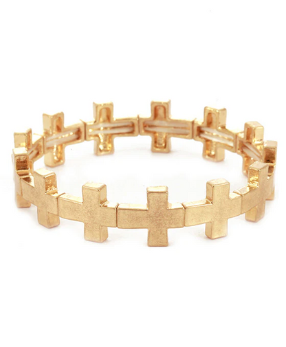 Latin Worn Gold Cross Bracelet - Delta Swanky Girl