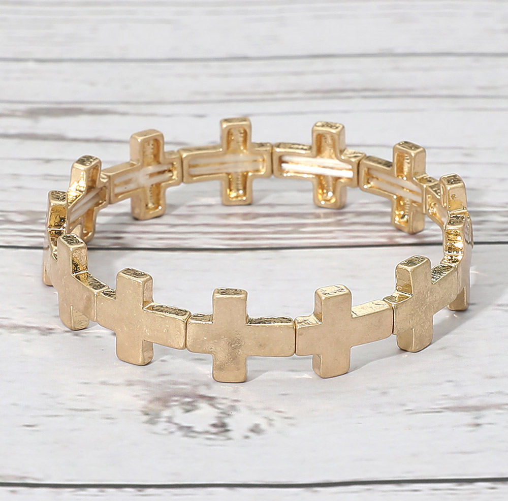 Latin Worn Gold Cross Bracelet - Delta Swanky Girl