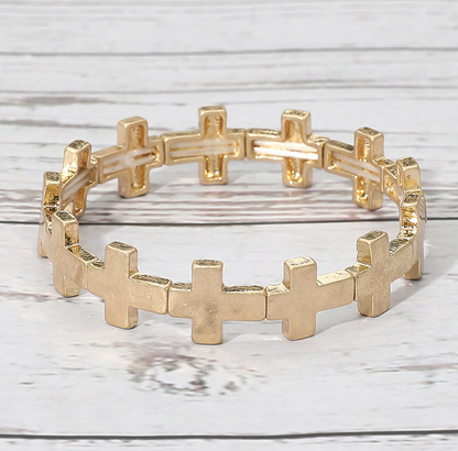 Latin Worn Gold Cross Bracelet - Delta Swanky Girl
