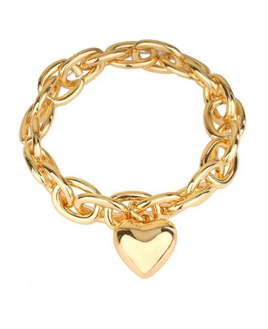 Heart Link Stretch Bracelet - Gold