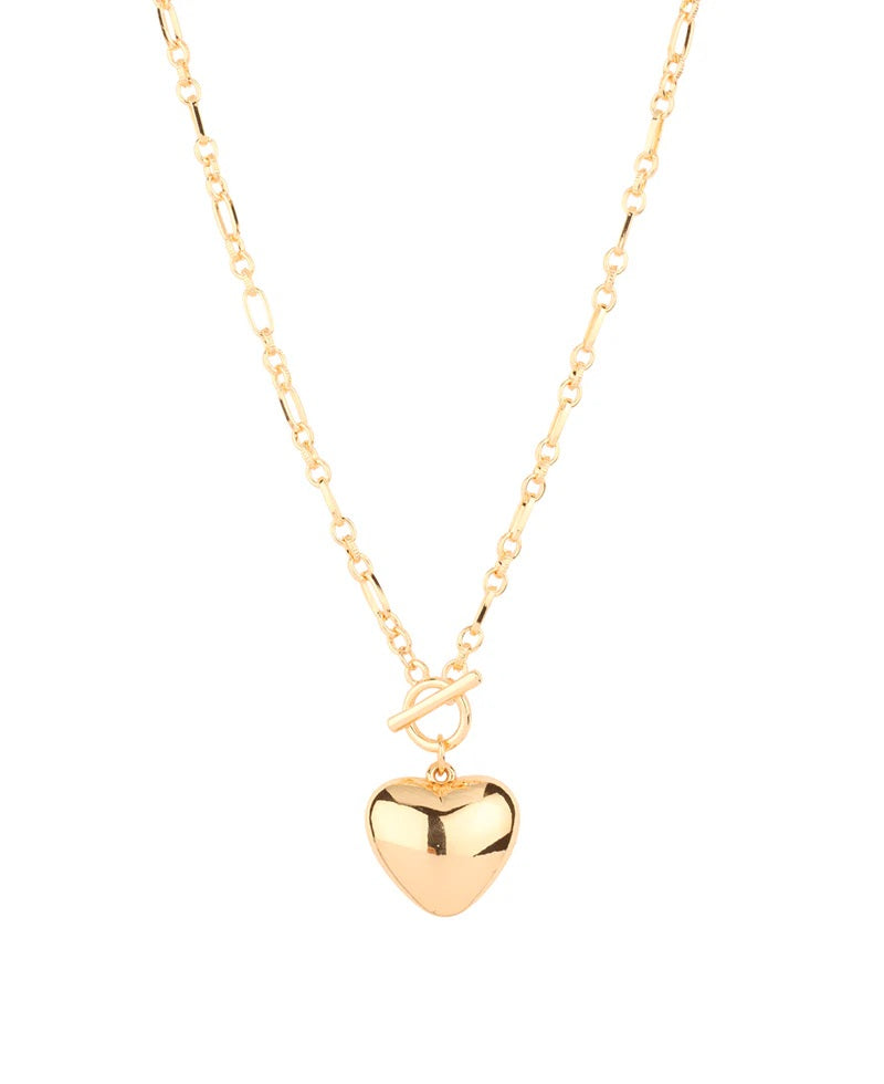 Heart Link Toggle Necklace - Gold