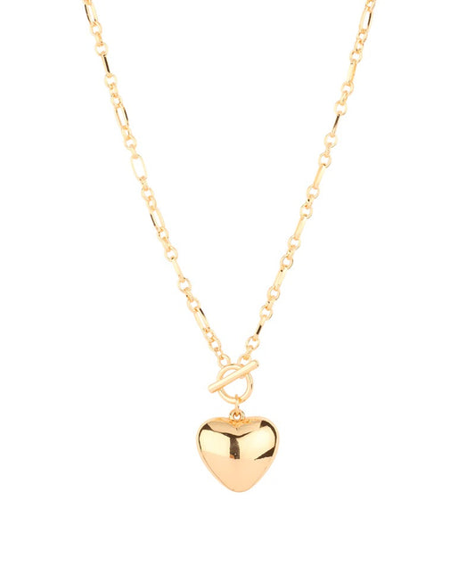 Heart Link Toggle Necklace - Gold