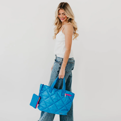 PS Quilted Puffer Tote Bag - Blueberry