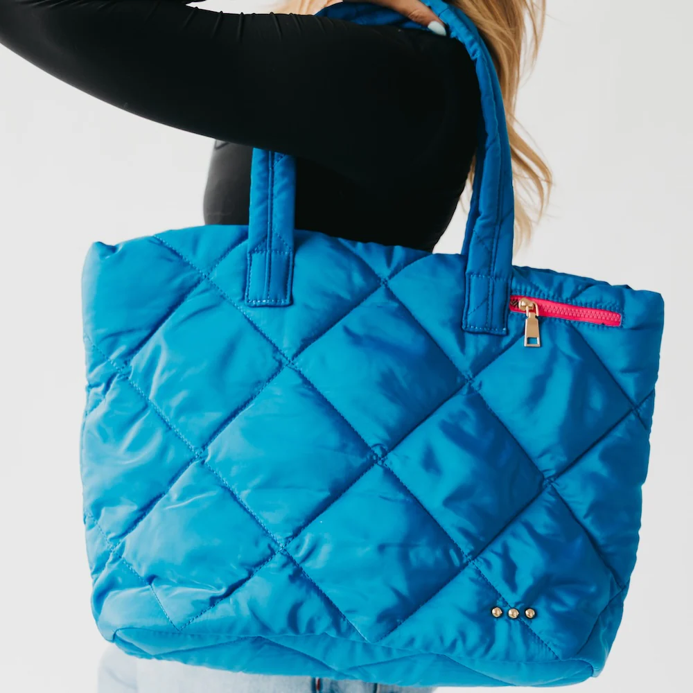 PS Quilted Puffer Tote Bag - Blueberry