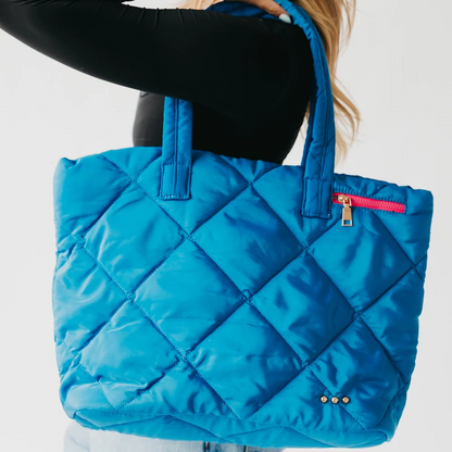 PS Quilted Puffer Tote Bag - Blueberry