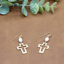 How Sweet The Sound Cross Earring (Gold)