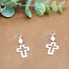 How Sweet The Sound Cross Earring (Silver)