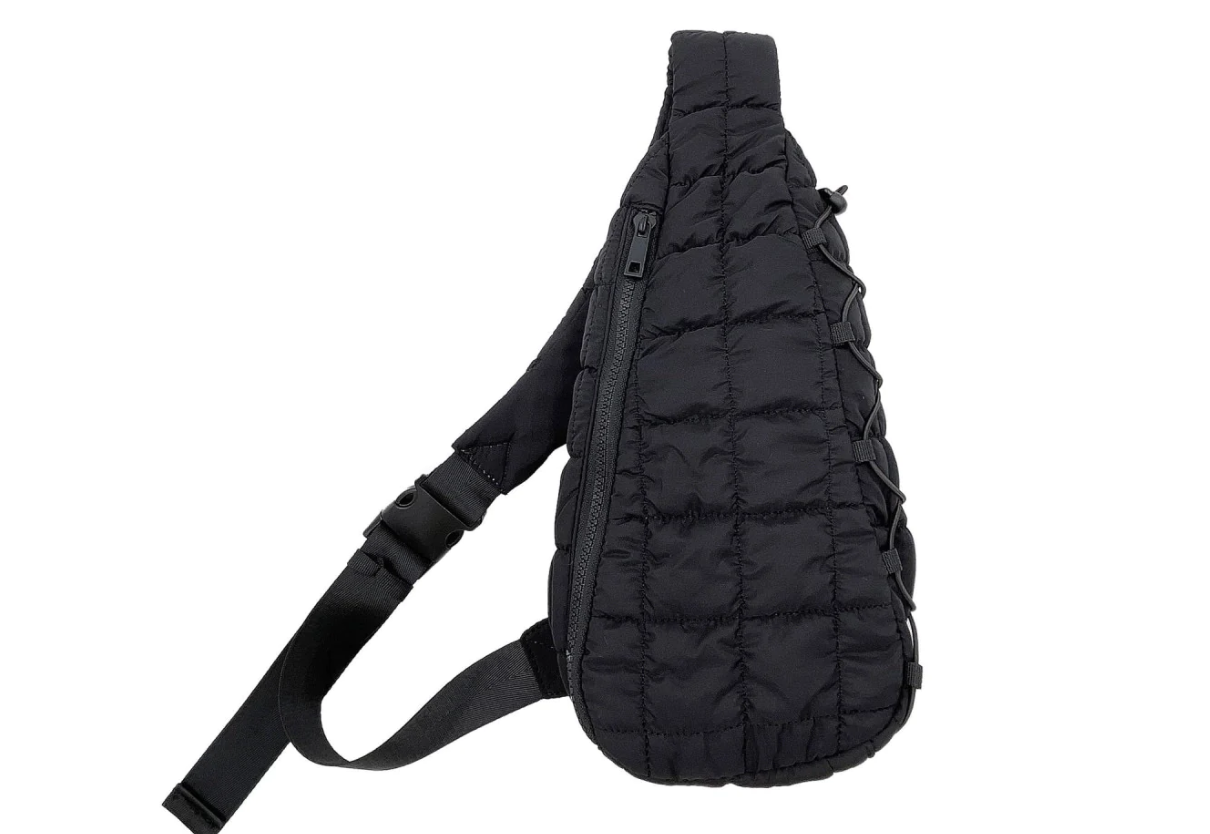 Quilted Puffer Sling Bag (Black)