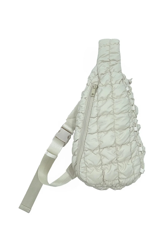 Quilted Puffer Sling Bag (Ivory)