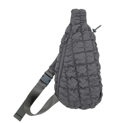 Quilted Puffer Sling Bag (Grey)