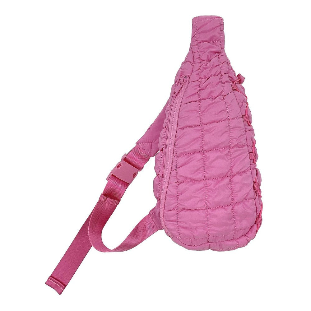 Quilted Puffer Sling Bag (Pink)