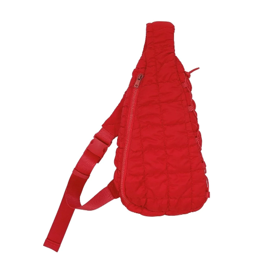 Quilted Puffer Sling Bag (Red)