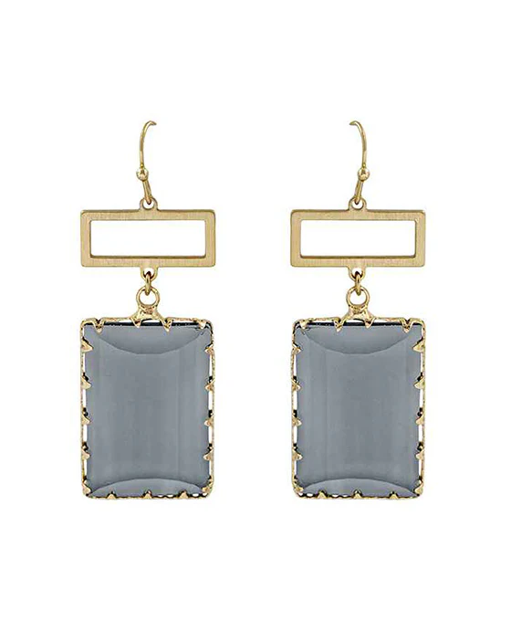 Open Frame Crystal Earring - Black Diamond