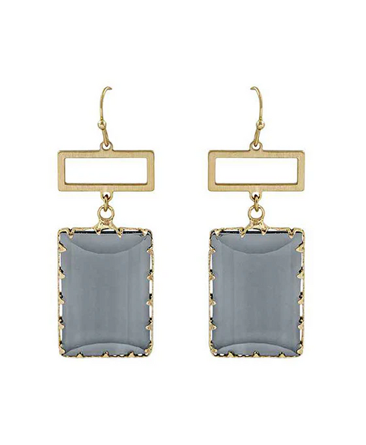 Open Frame Crystal Earring - Black Diamond