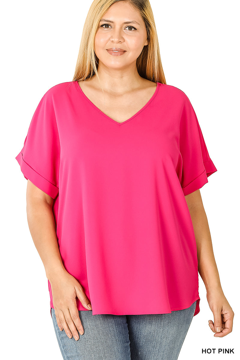 Curvy Make Life Easy Top (Hot Pink)