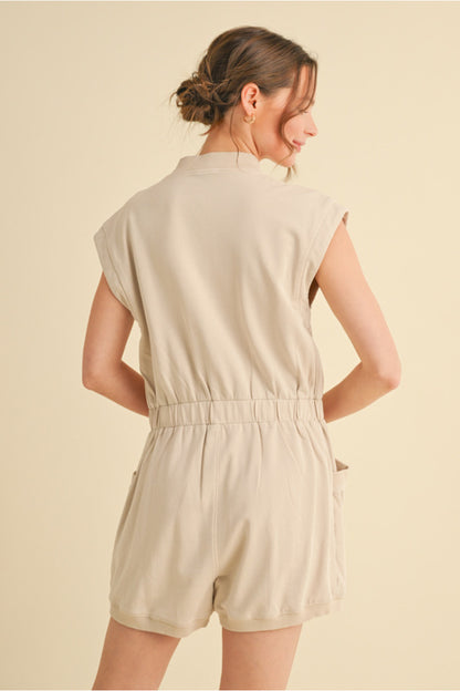 Move Over Zipper Romper (Taupe)