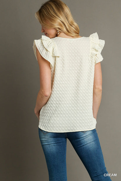 Easily Adored Ruffle Top (Cream)