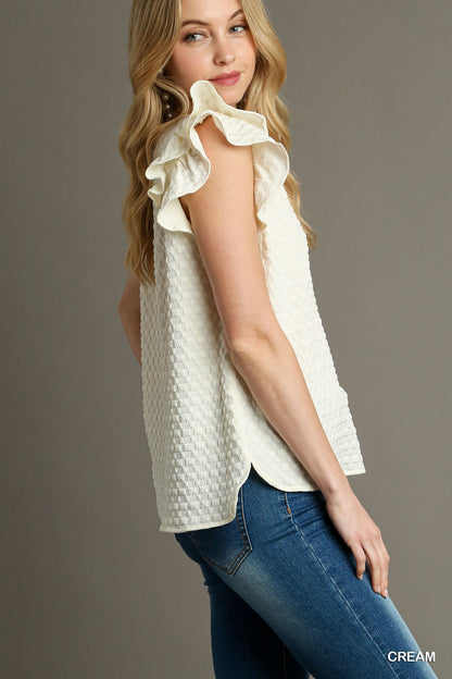 Easily Adored Ruffle Top (Cream)