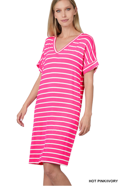 Weekender Dress (Hot Pink/Ivory)