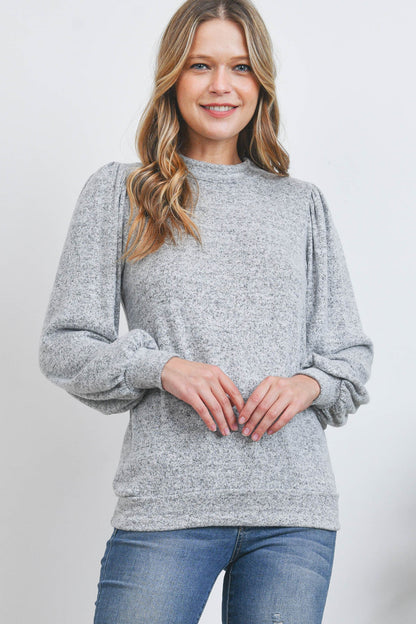 Belle Rose Mock Neck Top (Grey)