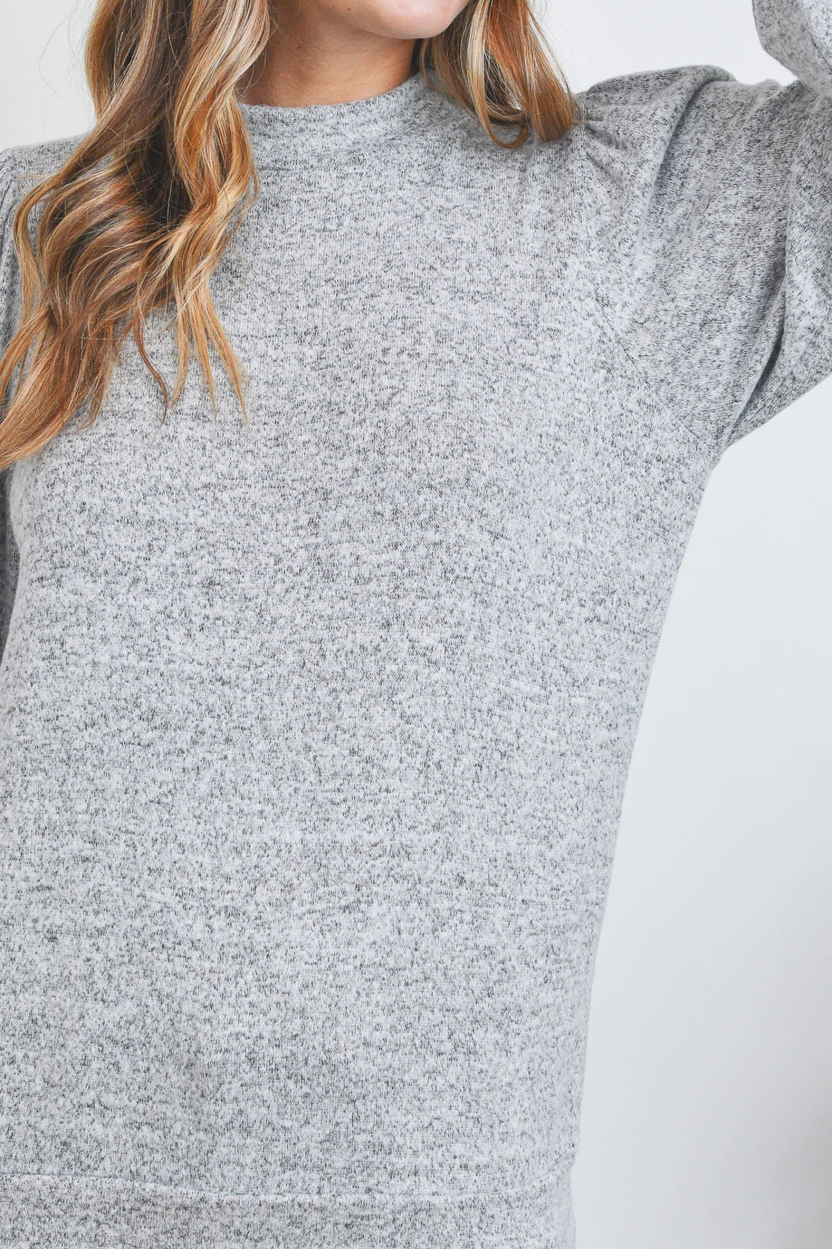 Belle Rose Mock Neck Top (Grey)