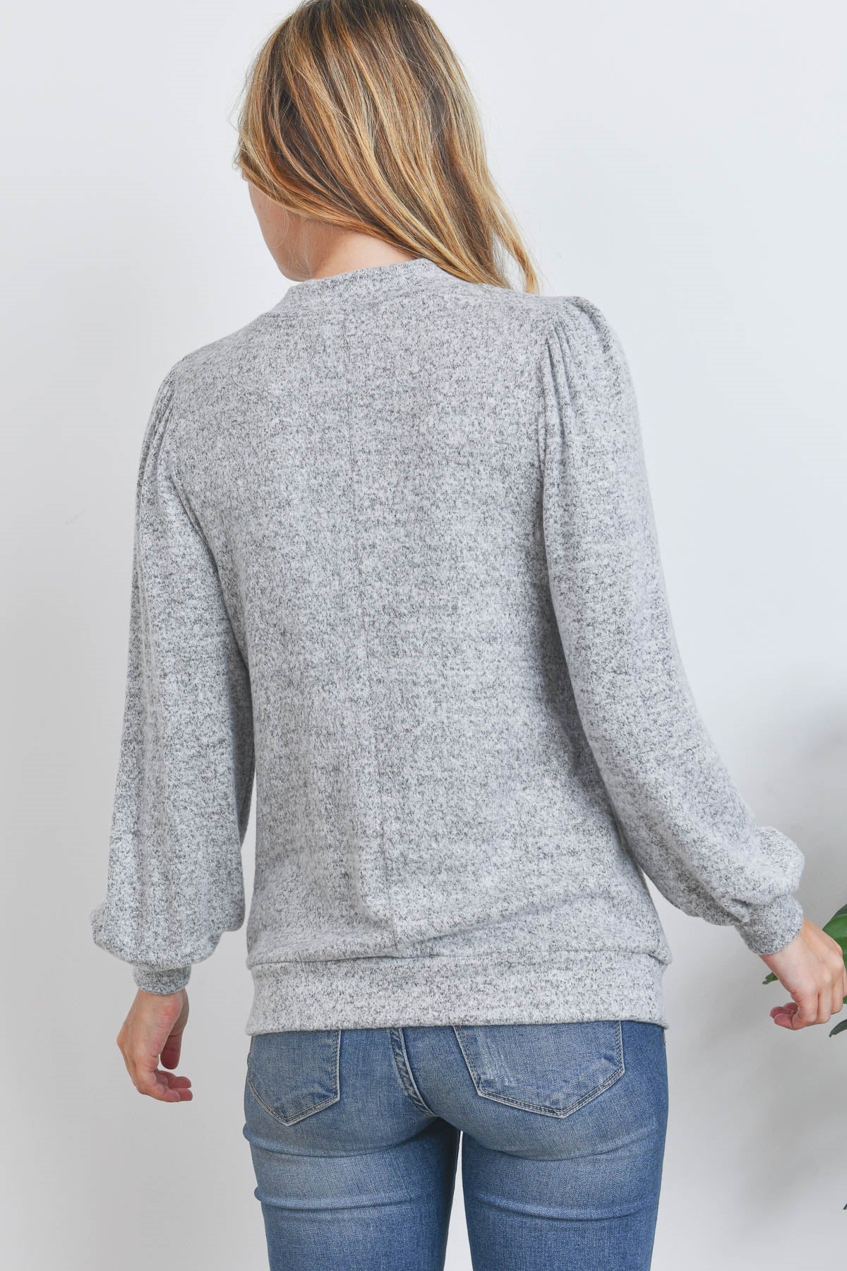 Belle Rose Mock Neck Top (Grey)